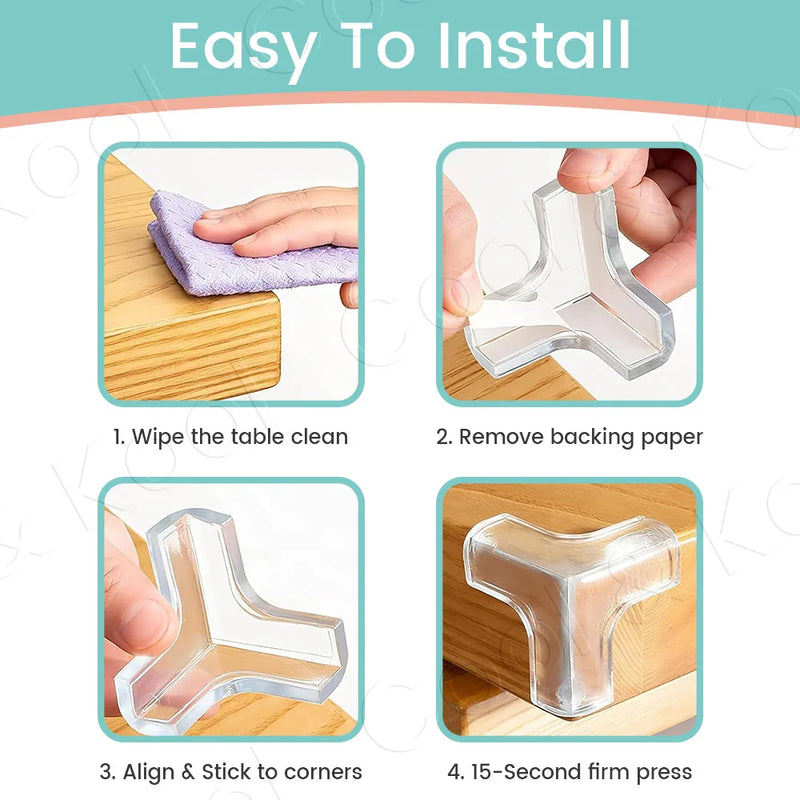 Clear Silicone Corner Guards, Transparent Edge Protectors for Furniture - Invisible Baby Safety Bumpers