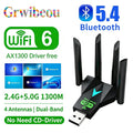 1300Mbps WIFI 6+Bluetooth 5.4 Adapter USB2.0 Dual Band 2.4G/5Ghz 802.11AX wifi+Bluetooth+USB 4 Antenna Wireless | SAMAG