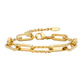 Women Stainless Steel Chain Bracelet, 18K Gold Plated Twist Paperclip Adjustable Link Chunky Stackable Layered | SAMAG