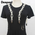 Deepeel New 1Pairs 69*2cm Fashion Pearl Chain Decoration Suspenders Adjustable Trouser Bead Strap Female Waist Corset Braces