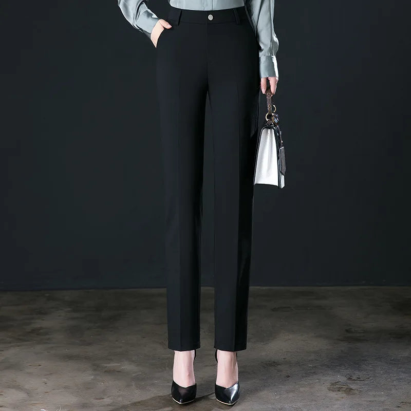 Spring Fall Black Elegant Career Formal Suit Pants Women - View 6 | SAMAG