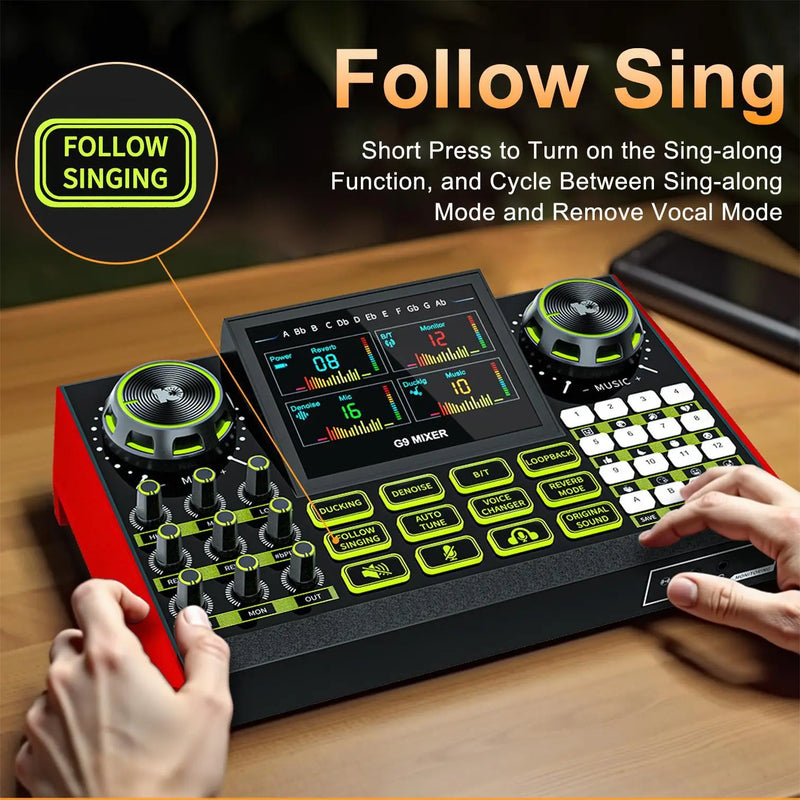 Tenlamp G9 Professional Podcast Influencer KOL Singing Gaming DJ Mixing Station Controller Equipment Studio Professional Recording Electronic Music Mixer Power Karaoke Machine Available Dynamic Condenser Wireless Microphone P