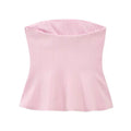 Women Sexy Fashion Strapless Peplum Bustier Tops Straight Neck Side Zipper Female Camis Mujer