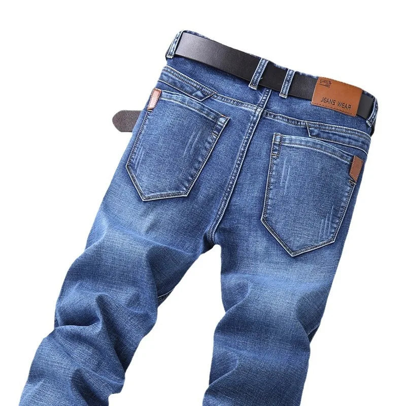 Summer Thin Men's Elastic Cotton Jeans Fashion Blue | SAMAG