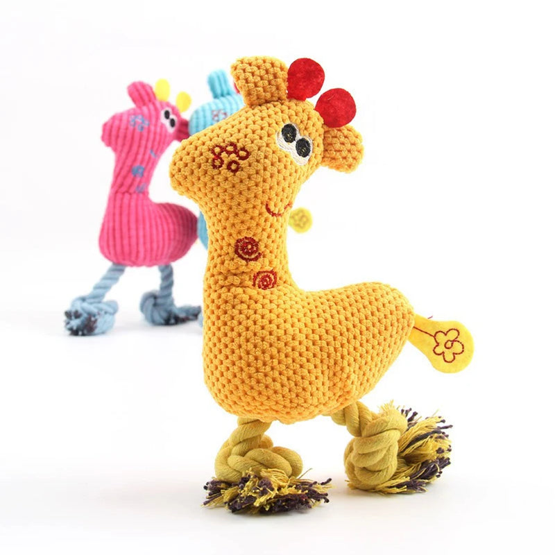 Hot pet dog sound toy Creative knitting Sika deer bite resistant sound molar plush dog toy pet supplies