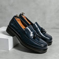 Men Square Toe Tassel Loafers Slip On Leather Dress Shoes Classic Business Formal Wedding Office Casual Non Slip Moccasins