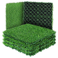 10 Pcs 12 Inchx12 Inch Grass Flooring Tiles Green Interlocking Grass Deck Tiles Turf Mat Grass Rug for Garden Lawn Patio Balcony