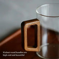 1/2pcs 400ml Glass Cups with Walnut Handle Household Heat-resistant Mug Large Capacity Tea Making Cup Office Drinking Glasses