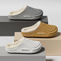 2025 New Men's Thick Bottom Waterproof Non-Slip Warm Home Outdoor Wear Fleece Lined Couple Cotton Slippers Winter EVA
