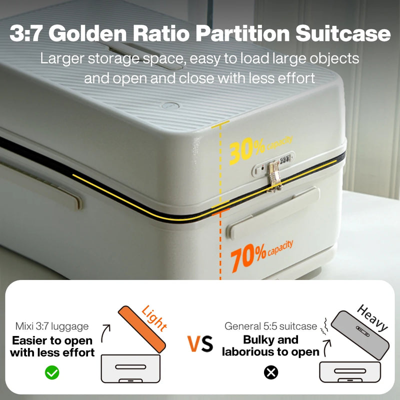 Mixi Large-Capacity Wide Handle Travel Suitcase 26inch Checked in Hardside Rolling Wheels PC Luggage M9276DH