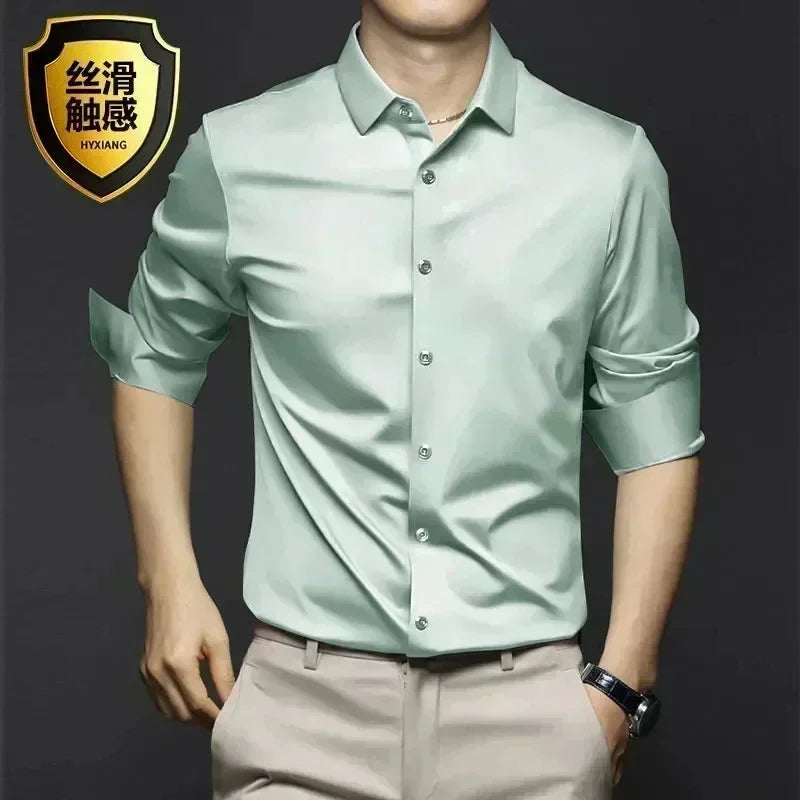 S-6XL Men's Long Sleeve Shirt Luxury Wrinkle Resistant | SAMAG