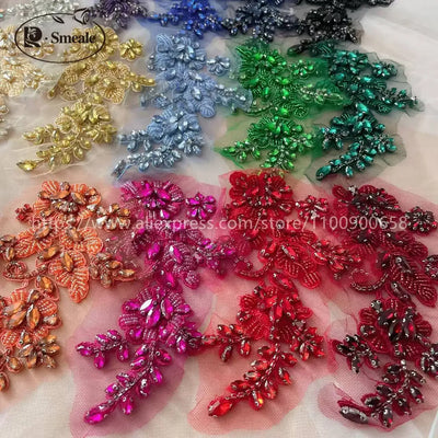 Handsewn Rhinestone Flower for Wedding Dress, Coats | SAMAG