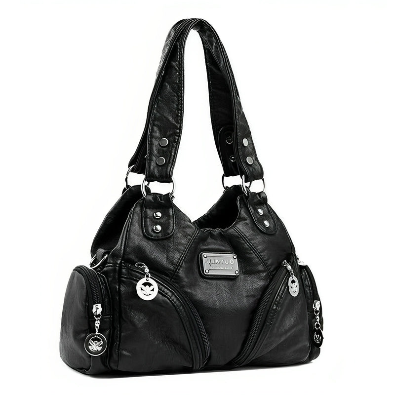 Luxury Soft Pu Leather Brand Girls Shoulder Bags Black HandBags Tote New Arrival Mini Small Motorcycle Bags Crossbody for Women