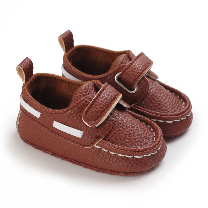 Brown Baptismal Baby Shoes For Boys And Girls Casual Soft Soled Non Slip Baby Shoes For 0-18 Months Baby Walking Shoes