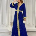 Dubai Abaya for Women Kaftan Muslim Dress Gold Embroidery | SAMAG