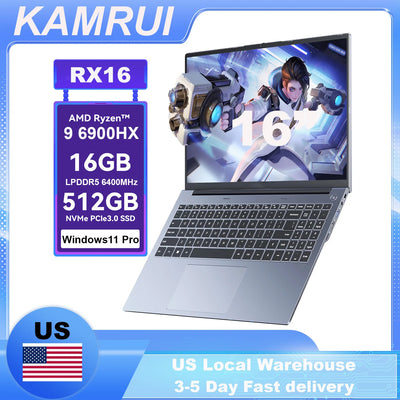 KAMRUI 16" Laptop AMD R9 6900HX 16GB LPDDR5 512GB PCle4.0 | SAMAG
