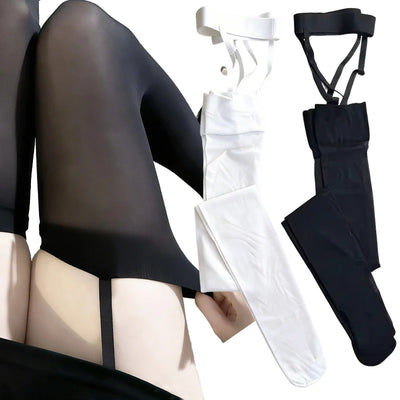 Sexy Suspender Thigh High Stockings Velvet Thin Black | SAMAG