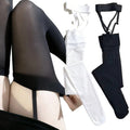 Sexy Suspender Thigh High Stockings Velvet Thin Black White Irregular Exposed Skin Lolita JK Japanese Knee High Socks Tight