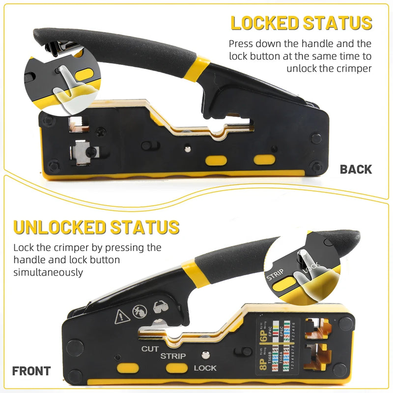 6088 Through-Hole Wire Crimper 8P6P Dual-Use Pliers for RJ45 Punch-Down RJ45 Crystal Head