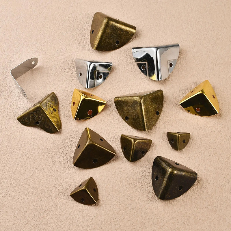 12pcs Round corner triple cornered metal corner protection edge hardware wooden box right-angle corner protection edge