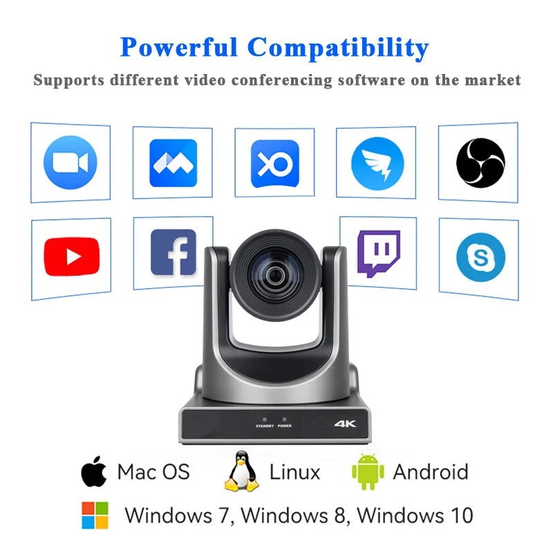 4K60fps NDI PTZ Video 12x 20x Zoom Conference SDI Camera USB HDMI POE IP Live Streaming Camera for Church Business Youtube