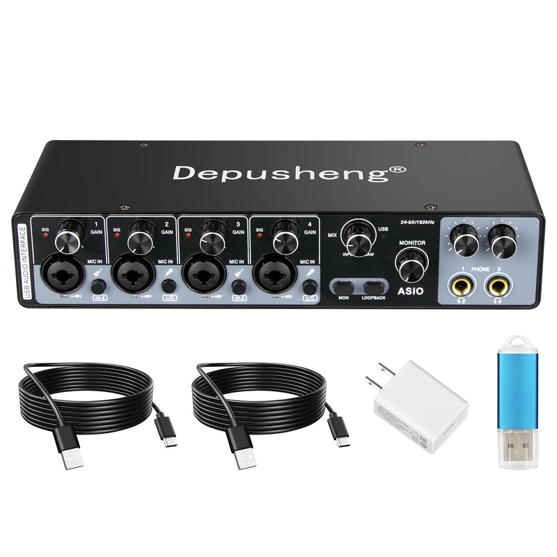 MQ22/44 ASIO Audio Professional Sound Card 2/4 Channel USB Audio Interface for Live Recording