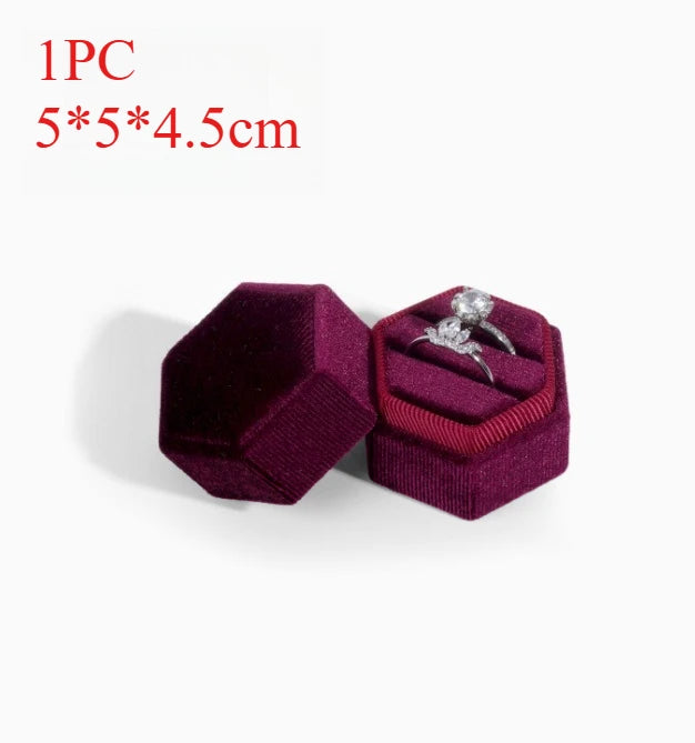 1PC Velvet Ring Box Hexagon Jewelry Box Gift Box for Jewelry Packaging