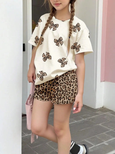 2 - Piece Cheetah Print Set for Teen Girls: Casual Crewneck | SAMAG