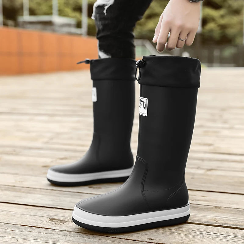 Men's high top rain boots autumn and winter new waterproof anti slip rain shoes outdoors Garden work fashion casual water shoes