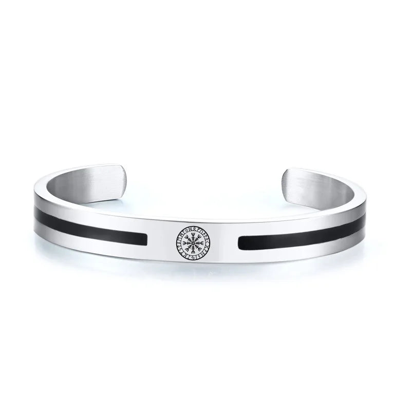 Men Bangle, Enemal Viking Logo Cuff Bracelet For Gentleman, Stainless Steel Minimalist - Visuel 30 | SAMAG