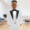 Black Suit for Boys Evening Party Tuxedo Kids Wedding Beaded Crystals Suit 3 Piece Boy Suit Jacket Pants Vest Formal Prom Dress