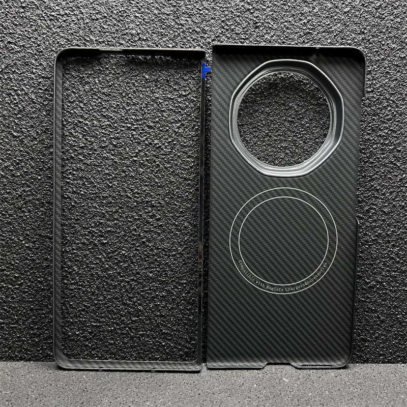 Suitable for Honor Magic V5 Mobile Phone Case, Thin Kevlar Aramid Fiber Magic V5 Carbon Fiber Protective Case, Center Shaft Full-Coverage