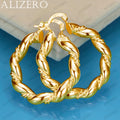 ALIZERO 18K Gold 30mm Twisted Rope Circle Hoop Earrings For Women Earring Wedding Party Gifts Fashion Jewelry Wholesale