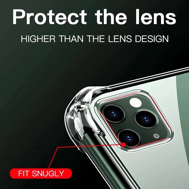 Clear Phone Case For iPhone 11 12 13 14 15 16 Pro Max Mini 16E 7 8 Plus Xr Xs SE 2020 2022 Silicone Soft Transparent Cover