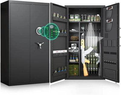 30 - 40 Large Gun Safe for Rifles and Pistols, Unassembled Fingerprint with LCD Keypad and Adjustable Shlef | SAMAG
