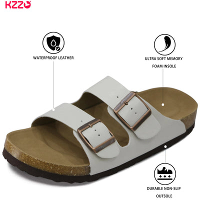 KZZO Waterproof Genuine Leather Mules for Women Non Slip | SAMAG