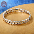 Factory Price S925 Sterling Silver Horse Whip Bracelets Crimped Cuban chain Rough Style Domineering Retro Handmade Jewelry