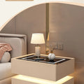 Modern Style Solid Wood Bedside Table with Wireless Charging Smart 2 Drawers Bedroom Nightstands with Lock 40/45/50cm