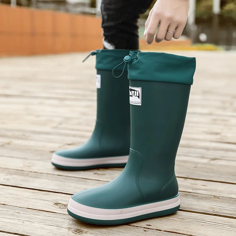 Men's high top rain boots autumn and winter new waterproof anti slip rain shoes outdoors Garden work fashion casual water shoes