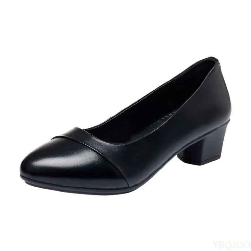 Spring and Summer Soft Soled Comfortable Anti Slip Fashionable Women's High Heels New Mid Heel Mom Work Women's Shoes 2025