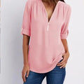 Women Cool Loose Shirt Deep V Neck Chiffon Fashion Blouse - View 4 | SAMAG