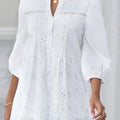 Women's Fashion Shirt Top White Lace Hollow Out V - Neck - View 4 | SAMAG