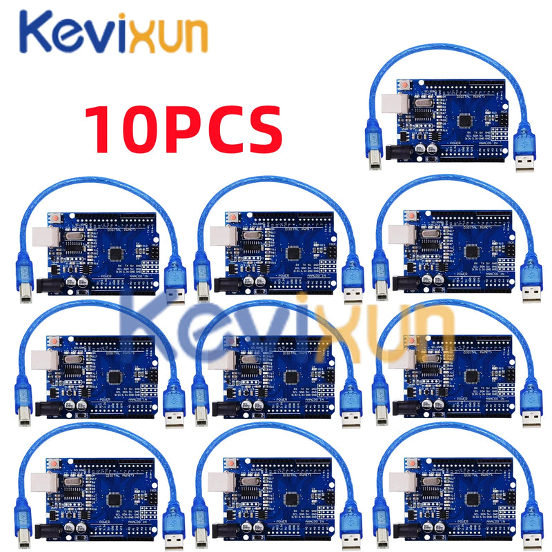 1-10PCS UNO R3 CH340G MEGA328P Chip for Arduino UNO R3 + USB/TYPE-C CABLE ATMEGA328P-AU Development Board 16Mhz