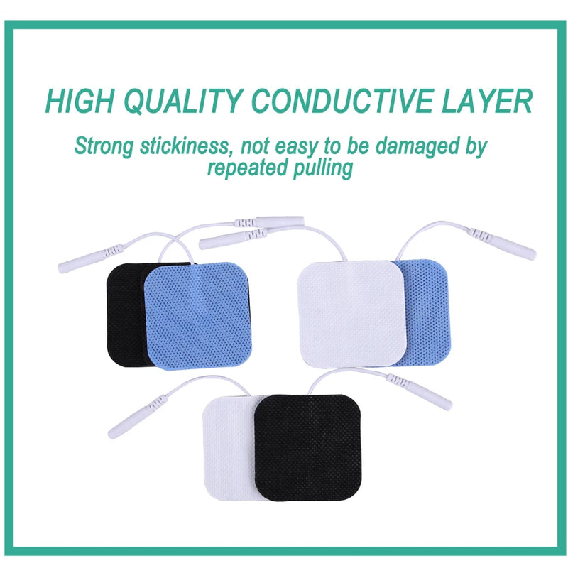 10Pcs 2mm Plug Non-woven Fabric Reusable Self Adhesive Electrode Pads Conductive Gel Pad Body Digital  Massager