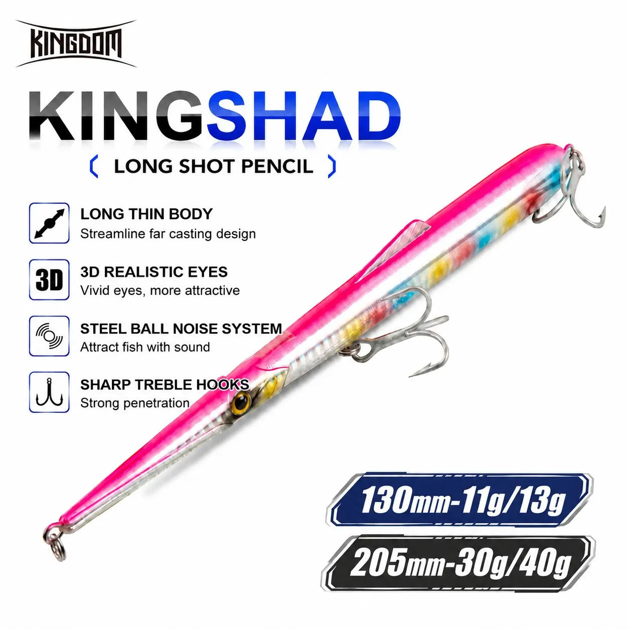 Kingdom Sinking Floating Fishing Lures Pencil Hard Wobblers Artificial Baits 11g 13g 30g 40g Saltwater Sea Fishing Lure For Bass