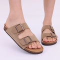 Bebealy Summer Women's Clogs Women's Cork Slippers Soft Beach Sandals Retro Mules With Adjustable Buckles Unisex Home Sandals