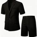 Men's Light Business Short Sleeved Suit Summer British Style Solid Male Outfit Slim Breathable Business Wedding Man 2-piece Suit
