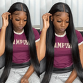13×6 Lace Frontal Wig Straight 38 Inch 13×4 Brazilian Human Hair Pre Plucked Front Natural Black For Women 180 Density Sale