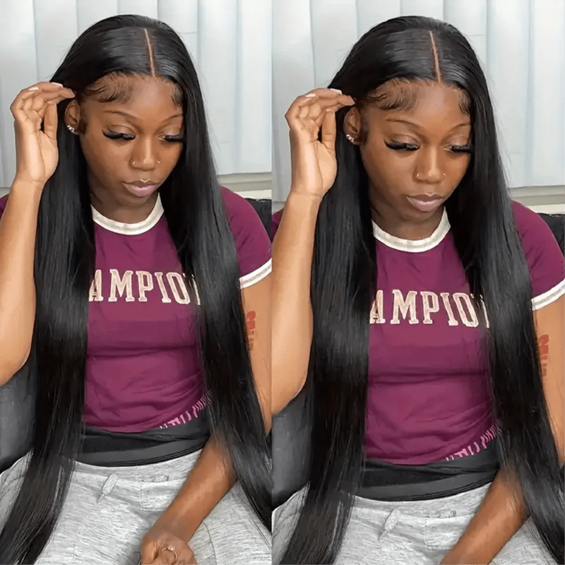 13×6 Lace Frontal Wig Straight 38 Inch 13×4 Brazilian Human Hair Pre Plucked Front Natural Black For Women 180 Density Sale