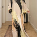Horetong Summer Muslim Abaya Women Dress Art Print O-Neck | SAMAG
